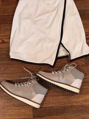 White Mountain Taupe and Gray Lace-Up Combat Boots